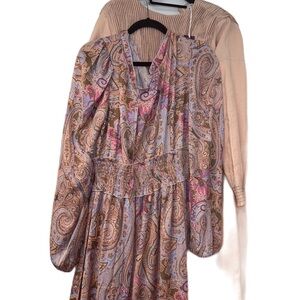 Pink and Pasley NWT Long Sleeve Dress bundle bubble shoulder scrunch waist midi